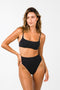 Jervis High Waisted Swim Bottoms - Black Rib