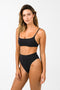 Jervis High Waisted Swim Bottoms - Black Rib