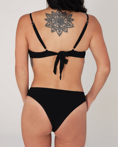 Kirra Midi Bottoms - Black Rib - TWO SPARROW AUSTRALIA - Sustainable Swimwear Australia - Bottoms -